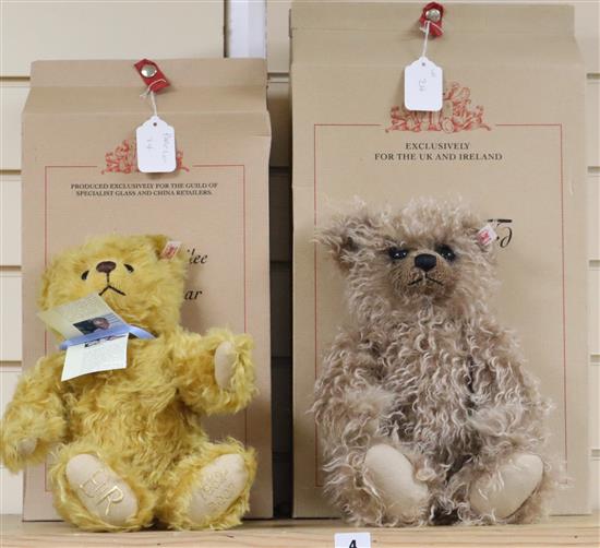A 40cm Steiff Grizzly certificate and box, and a Golden Jubilee bear and box